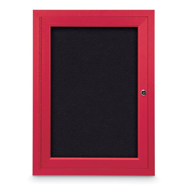 Slim Enclosed Corkboard, 11"x13-1/2", Satin Alum Frame/Burgundy
